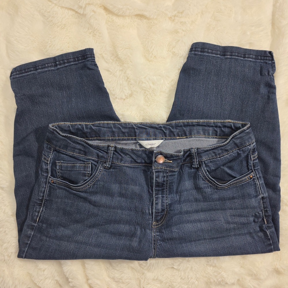 cj banks Capri Jeans Women 18W Dark Blue Excellent Stretch Cropped Denim 711